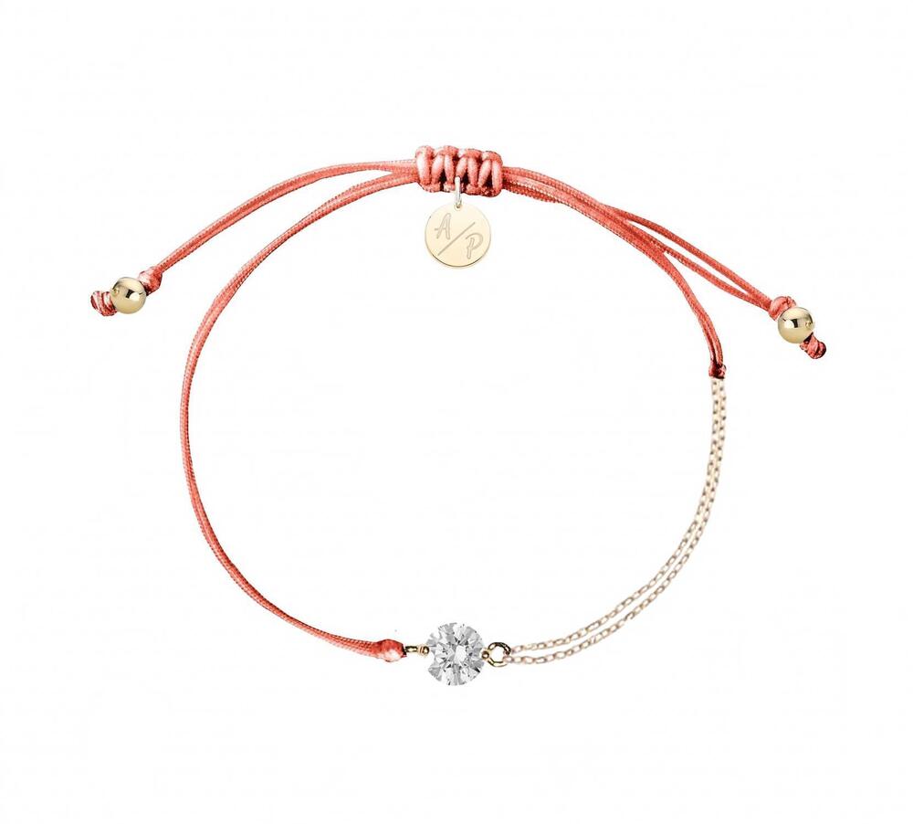 NEW ADRIANA PAPPAS women's cz solitaire bracelet on colored cord in coral